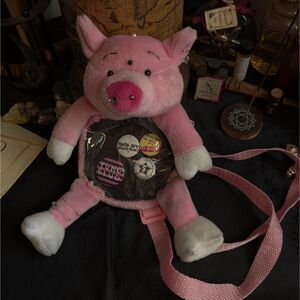 Stuffed Punk Pig Animal Mini Travel Backpack Clear Pin Ita Window Display Pouch